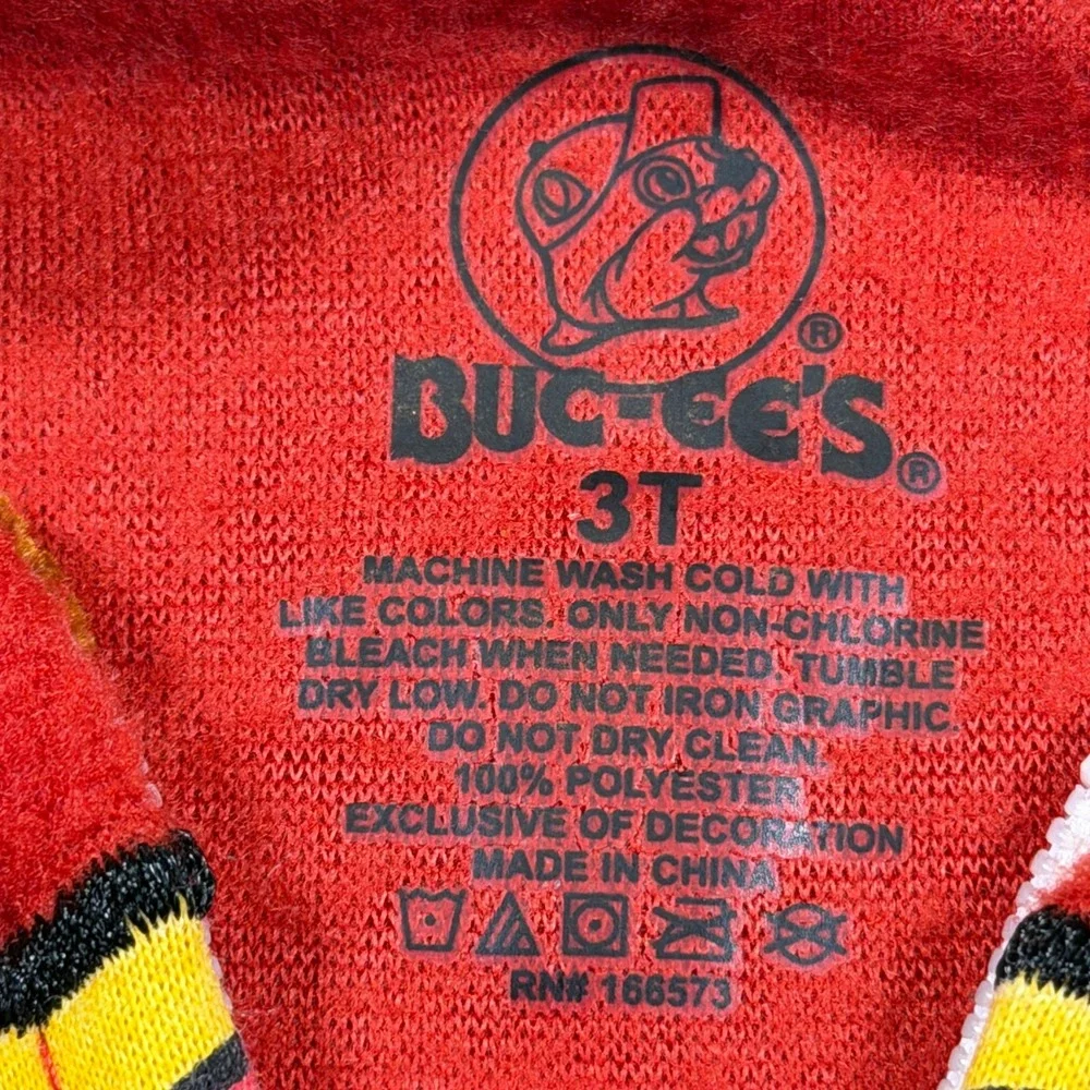 Buc-ee's Toddler Mascot Character Fleece Hooded Jumpsuit 3T Red Brown